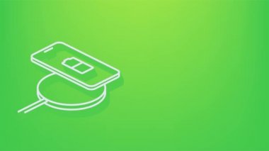 Akıllı telefon şarj aleti adaptörü ve elektrik prizi, düşük pil uyarısı. Hareket grafikleri.