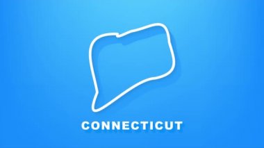 Connecticut eyalet haritası animasyon çizgisi. Hareket grafikleri.