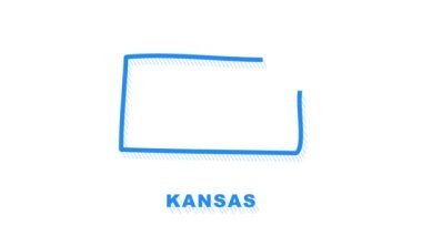 Kansas eyalet haritası animasyon çizgisi. Hareket grafikleri.