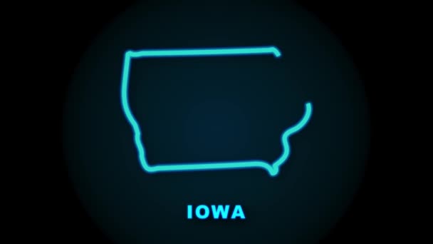 O mapa do estado de Iowa descreve a animação. Gráficos de movimento. — Vídeo de Stock