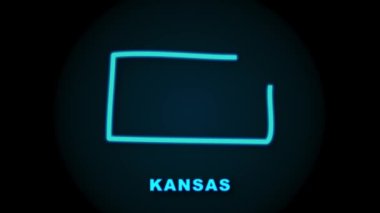 Kansas eyalet haritası animasyon çizgisi. Hareket grafikleri.