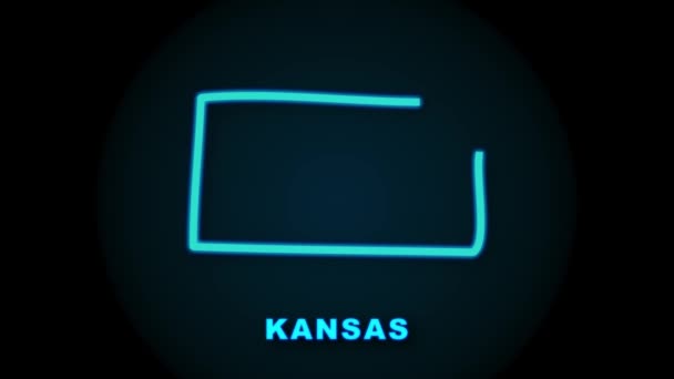 Kansas κατάσταση χάρτη περίγραμμα animation. Γραφικά κίνησης. — Αρχείο Βίντεο