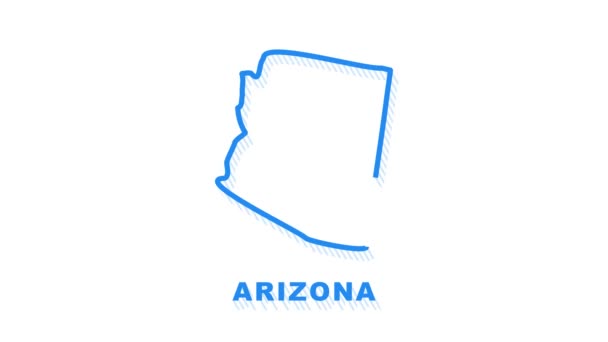 Arizona EUA mapa do estado federal delinear animação. Gráficos de movimento. — Vídeo de Stock