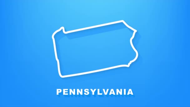 Pennsylvania stato mappa contorno animazione. Grafica del movimento. — Video Stock