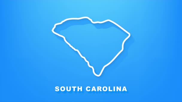 Line animated map showing the state of South Carolina from the united state of america. Motion graphics. — Stock Video