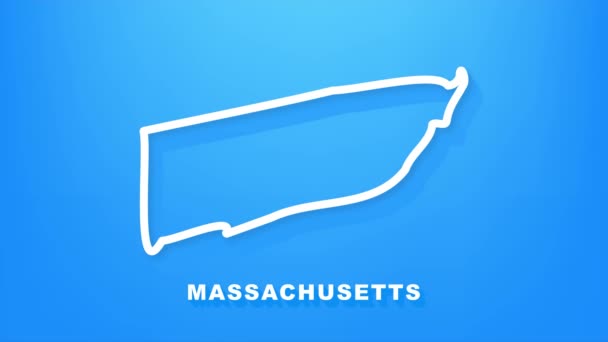 Massachusetts mapa del estado delinear la animación. Gráficos en movimiento. — Vídeos de Stock