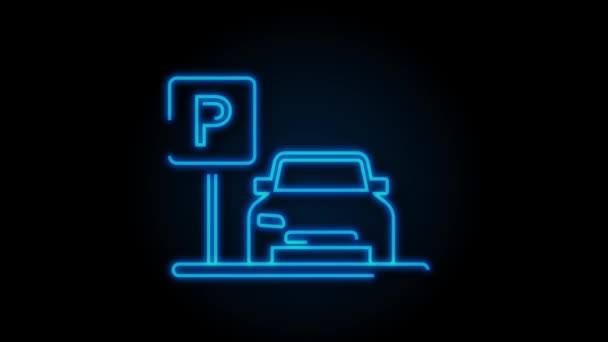 Template with parking. Logo, icon, label. Parking. Motion graphics. — Stock Video