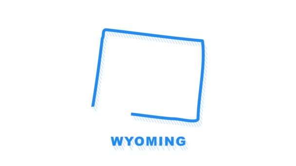 Wyoming Stadtplan umreißt Animation. Bewegungsgrafik. — Stockvideo