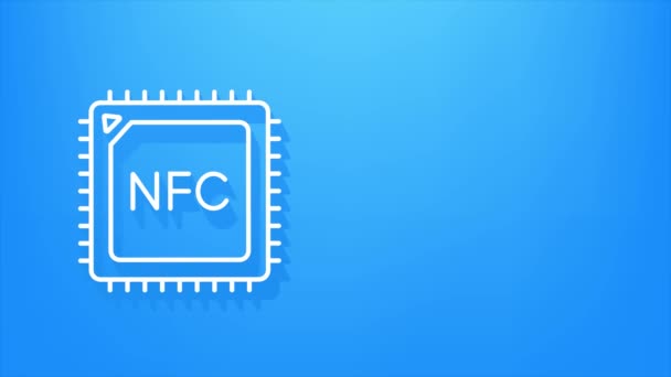 Kontaktlös trådlös betalskylt logotyp. NFC-teknik. Rörlig grafik. — Stockvideo