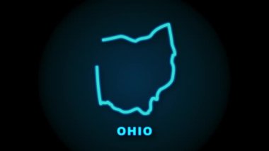 Amerika Birleşik Devletleri 'nden Ohio eyaletini gösteren çizgi animasyon haritası. Hareket grafikleri.