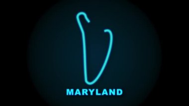Maryland eyalet haritasının ana hatları animasyon. Hareket grafikleri.