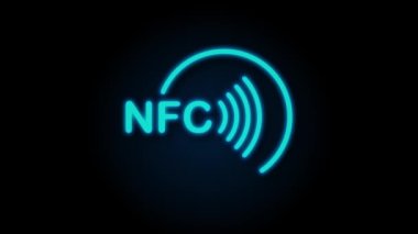 Bağlantısız kablosuz ödeme işareti logosu. NFC teknolojisi. Hareket grafikleri.