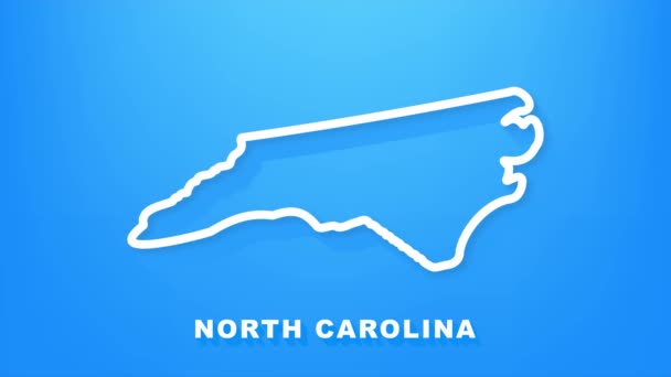 Line animated map showing the state of North Carolina from the united state of america. Motion graphics. — Stock Video