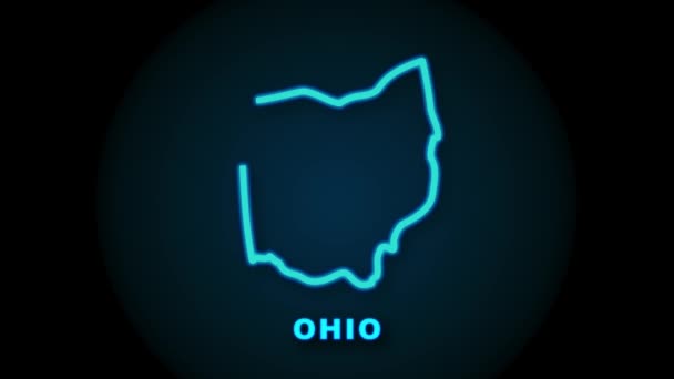 Mappa animata della linea che mostra lo stato dell'Ohio dallo stato unito dell'America. Grafica del movimento. — Video Stock