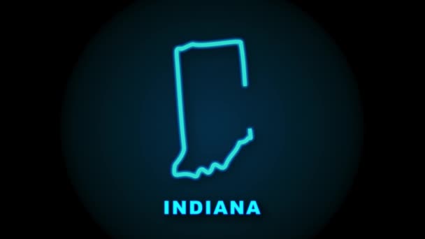 Carte animée en ligne montrant l'État de l'Indiana de l'État-Unis d'Amérique. Graphiques de mouvement. — Video