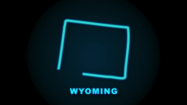 Wyoming stato mappa contorno animazione. Grafica del movimento. — Video Stock
