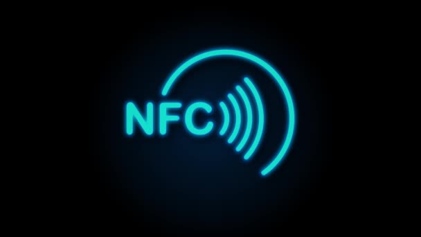 Logotipo de sinal de pagamento sem fio sem contato. Tecnologia NFC. Gráficos de movimento. — Vídeo de Stock