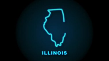 Amerika Birleşik Devletleri 'nden Illinois eyaletini gösteren çizgi animasyon haritası. Hareket grafikleri.