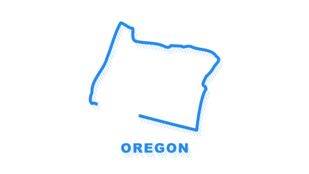 Neón mapa animado que muestra el estado de Oregon desde el estado unido de América. Gráficos en movimiento. — Vídeo de stock