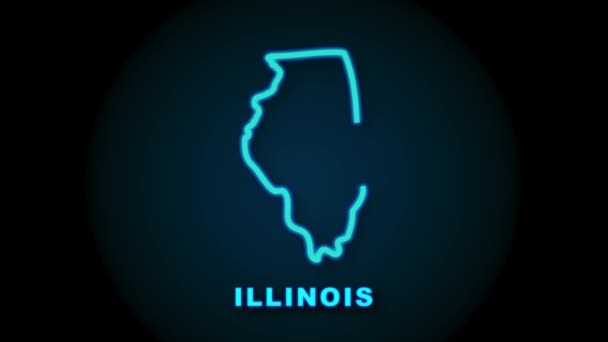 Line animated map showing the state of Illinois from the united state of america. Motion graphics. — Stock Video