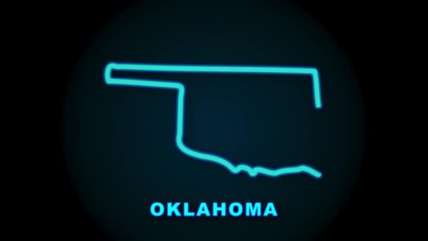 Oklahoma mapa del estado delinear la animación. Gráficos en movimiento. — Vídeo de stock