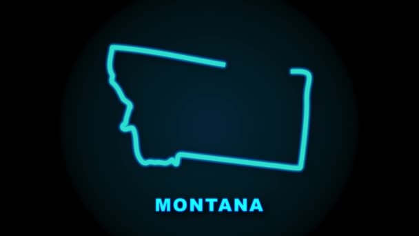 Montana mapa del estado delinear la animación. Gráficos en movimiento. — Vídeo de stock