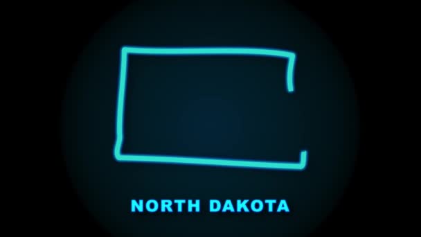 Kuzey Dakota eyalet haritası animasyon çizgisi. Hareket grafikleri. — Stok video