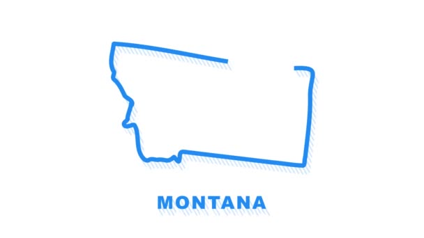 Montana mapa de la ciudad bosquejo animación. Gráficos en movimiento. — Vídeo de stock