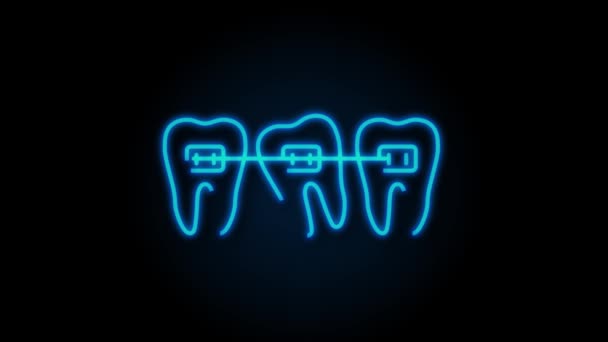 Коррекция зубов ортодонтическими брекетами. Этапы выравнивания зубов. Стоматологическая клиника. Графика движения. — стоковое видео