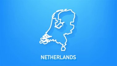 Arkaplanda Netheland harita simgesi izole edildi. 4K Video hareketli grafik canlandırması.