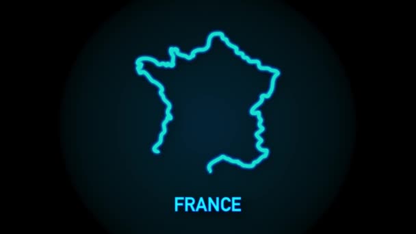 Francia icona mappa isolata sullo sfondo. Animazione grafica 4K Video motion. — Video Stock