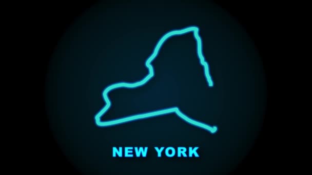 El mapa del estado de Nueva York describe la animación. Gráficos en movimiento. — Vídeos de Stock