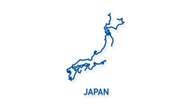 Japonya harita simgesi arka planda izole edildi. 4K Video hareketli grafik canlandırması.