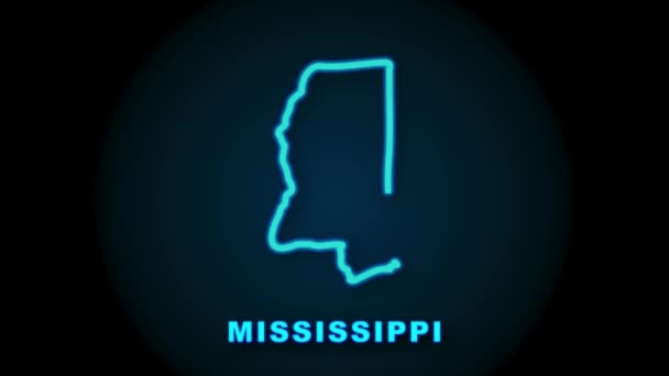 Amerika Birleşik Devletleri 'nden Mississippi eyaletini gösteren çizgi haritası. Hareket grafikleri. — Stok video
