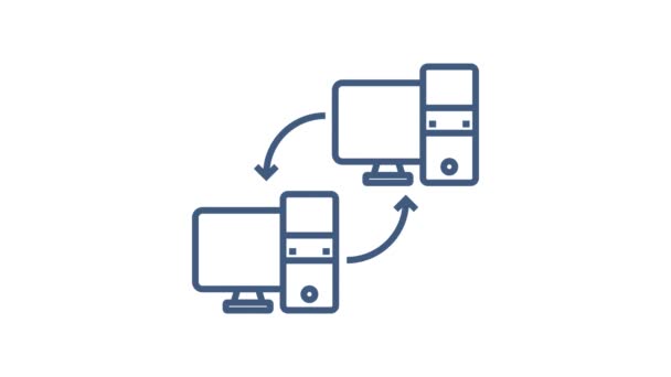 Icono de tecnología sobre fondo blanco. Tecnología de la información. Comunicación digital. Icono del dispositivo. Conexión de red global. Gráficos en movimiento. — Vídeo de stock