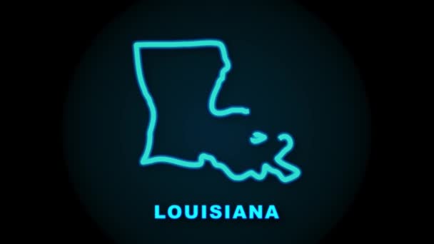 Louisianas delstatskarta beskriver animation. Rörlig grafik. — Stockvideo