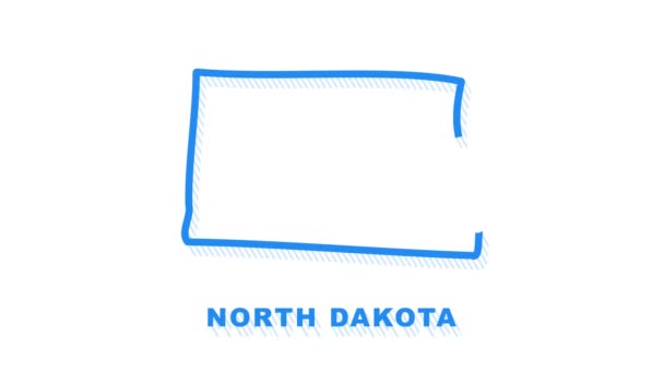 North Dakota stadskarta skissera animation. Rörlig grafik. — Stockvideo