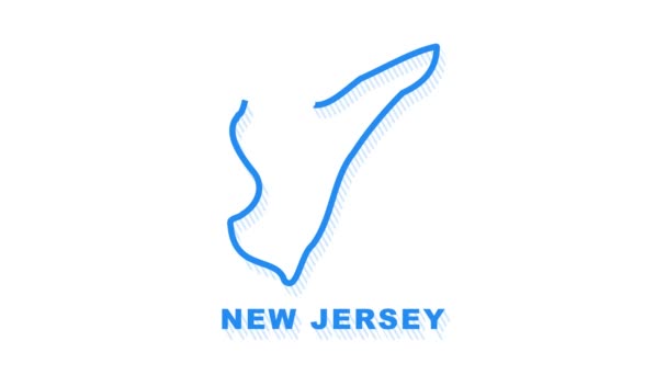 Stadtplan von New Jersey umreißt Animation. Bewegungsgrafik. — Stockvideo