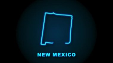 Neon animasyon haritası Amerika Birleşik Devletleri 'nden New Mexico eyaletini gösteriyor. Hareket grafikleri.