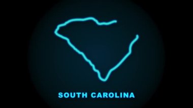 Çizgi animasyon haritası Amerika Birleşik Devletleri 'nden Güney Carolina eyaletini gösteriyor. Hareket grafikleri.