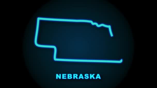 Nebraska EE.UU. mapa del estado federal delinear la animación. Gráficos en movimiento. — Vídeos de Stock