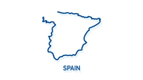 Icona mappa Spagna isolata sullo sfondo. Animazione grafica 4K Video motion. — Video Stock