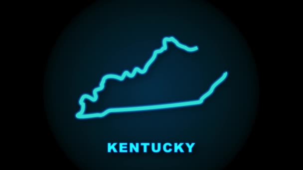 Линия анимированной карты, показывающей штат Кентукки из объединенного штата Америка. Графика движения. — стоковое видео