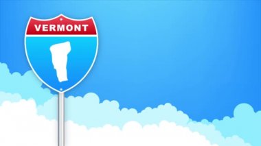 Vermont haritası yol tabelasında. Louisiana eyaletine hoş geldiniz. Hareket grafikleri.