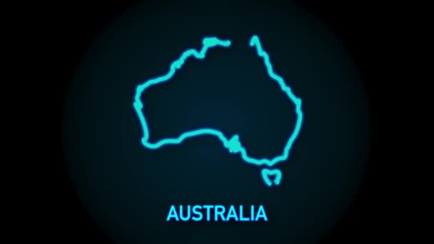 Australiens territorium. Kontur ritning av territorium. 4K-rörlig grafik. — Stockvideo