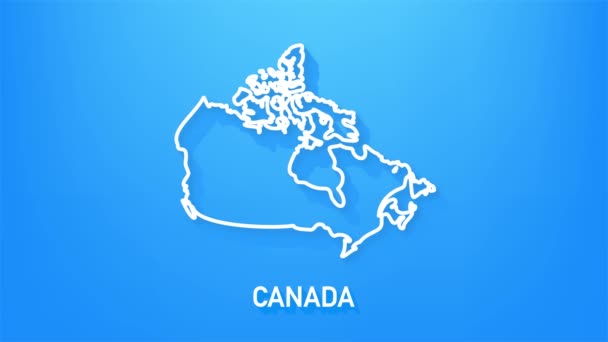 Kanada harita simgesi arka planda izole edildi. 4K Video hareketli grafik canlandırması. — Stok video