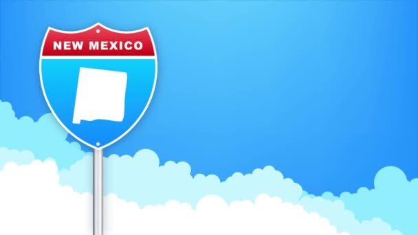 New Mexico map on road sign. Welcome to State of Louisiana. Motion graphics. — Stockvideo