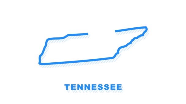 Linienanimierte Landkarte, die den Bundesstaat Tennessee vom vereinigten Staat Amerika zeigt. Bewegungsgrafik. — Stockvideo