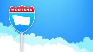 Monatana haritası yol tabelasında. Louisiana eyaletine hoş geldiniz. Hareket grafikleri.
