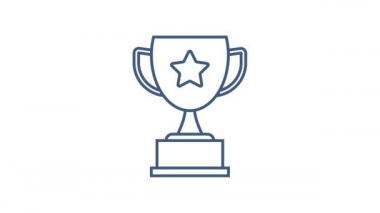 Kazanan kupa afişi. Kutlarım. Zafer ödülü. Zafer ikonu. Hareket grafikleri.